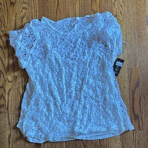 INC International Concepts White Lace Blouse